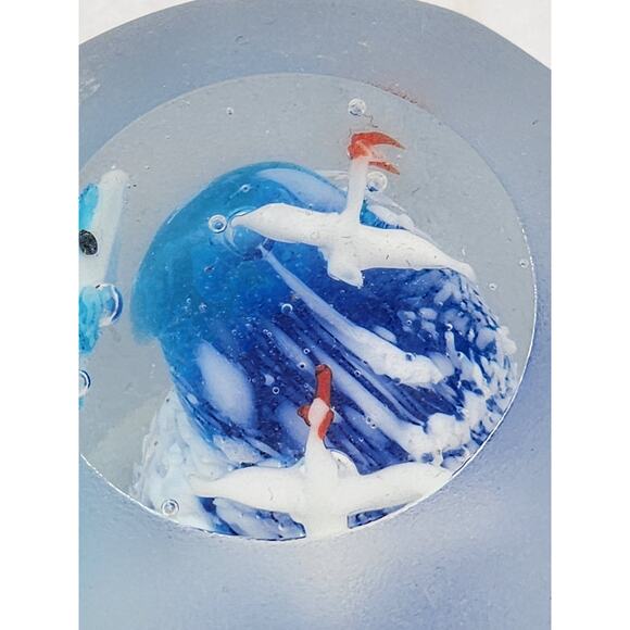 Art Glass Aquarium Paperweight Bird Fish Coral Reef Home Office Decor Underwater - Picture 2 of 16